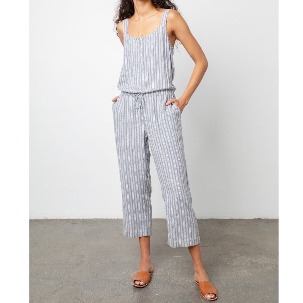 Rails Brooklyn Linen Blend Caldas Stripe Jumpsuit XS New